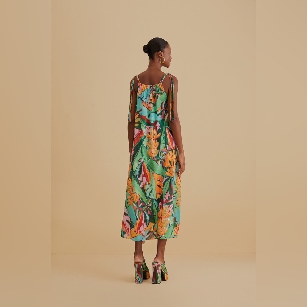 New! Farm Rio Multicolor Banana Foliage Midi Dress ๐๐บ XS NWT! - Picture 3 of 16
